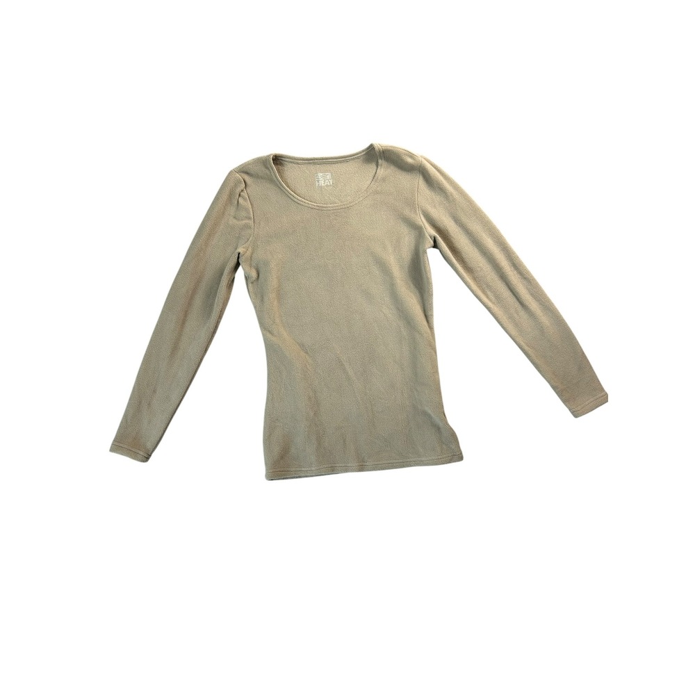 32 Degrees Heat Womens Small Tan Beige Thermal Base Layer Long Sleeve Top Shirt